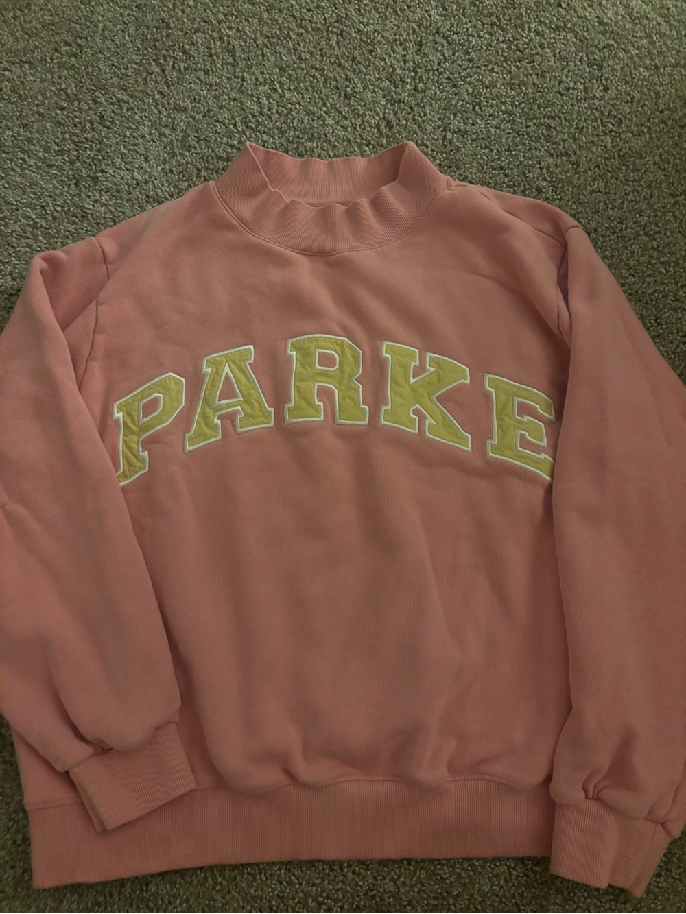 Parke Rose Pink Crewneck Sweatshirt with Yellow - L/XL - worn once. Heritage.